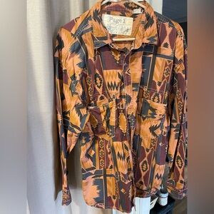 Men's Geometric Pattern Casual Button Down Shirt - Multicolor